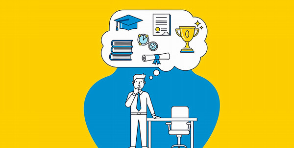 cartoon of student dreaming of diploma